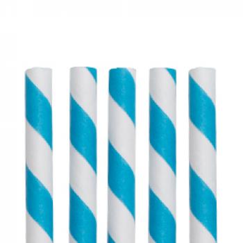 Papier Trinkhhalme weiß/blau, 12 Stk.
